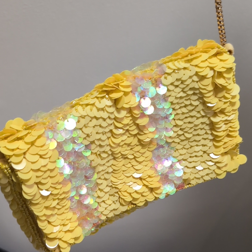 Yellow Sequin Clutch Bag